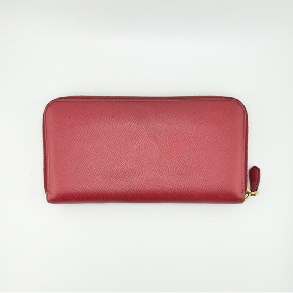 Prada Saffiano Leather Magenta Zip Around Long Wallet with Gold Hardware - Picture 12 of 12